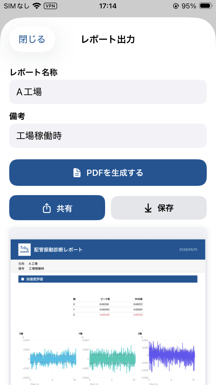 SOMPIPEのPDF共有・保存画面